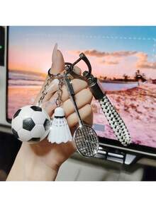 1pc Football Badminton Decorative Keychain - Suitable For Bags And Car Keys - Ideal For Friends And Family, Suitable For Ramadan, Valentine's Day, Christmas, Birthdays, Ladies' Halloween, And Thanksgiving Gifts Halloween Accessories Teachers Day