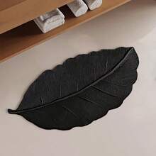 1/3pcs Set Vintage Black Leaf Pattern, Flat Non-3D Design Home Decor Mat Set, Bathroom Anti-Slip Absorbent Mat, Diatomite Vintage Pattern Bath Mat, U-Shaped Toilet & Sink Absorbent Foot Mat, 2.5mm Thickness - Black Leaves - View 9