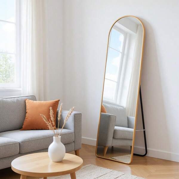 Large Full-Length Mirror, Wall-Mounted/Stand-Mounted 2-Way, Shatterproof, Lightweight 3kg, Folds Compactly, Aluminum Alloy Frame, 4-Layer Processing, Suitable For Living Rooms, Bedrooms, And Entryways, Ideal For Rental Housing, Earthquake Preparedness, And Stylish Interiors