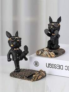 1pc Creative French Bulldog Decorative Figurine With Tray, Suitable For Living Room Decor, Creative Storage, Bedroom Decor, Office High-End Decor, Storage, Can Be Given As Anniversary Or Birthday Gift To Friends And Family