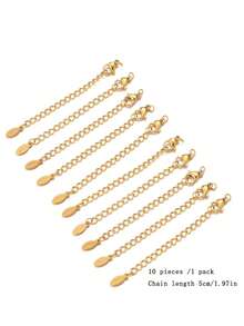 10pcs Stainless Steel Extension Extended Tail Chains Lobster Clasps Connectors DIY Jewelry Making Findings Bracelet Necklaces. - Extension Chain - View 17