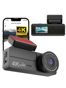 4K 汽车行车记录仪，WiFi 车载摄像头，带应用程序控制，1.47 英寸屏幕行车记录仪，带 24 小时停车监控（不含有线套件），G 传感器 - 黑色 - 查看 15