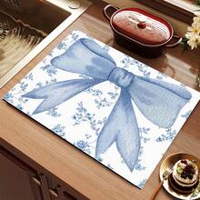 1 pieza Felpudo absorbente con estampado floral y de lazo, Almohadilla de secado de platos para encimera de cocina con base de goma, Decoración de fiesta, Felpudo súper absorbente que oculta manchas, Felpudo absorbente y suave de diatomita con respaldo de goma de uso múltiple para cocina y hogar, Adecuado para máquina de café, rejilla de platos, almohadilla de secado rápido, Felpudo de secado de tazas de café y platos para encimera de cocina