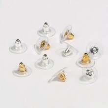100 PCS Hypoallergenic Earring Backs Replacements , Clear Rubber Earring Stoppers With Gentle Grip,  Options For Earring Wearing - A - Xem 6