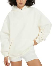 FAIABLE Mens Hoodies Oversized Unisex Wash Hoodie Heavyweight Fleece Vintage Cotton Sweatshirt Men Women Streetwear - 白色 - 查看 3