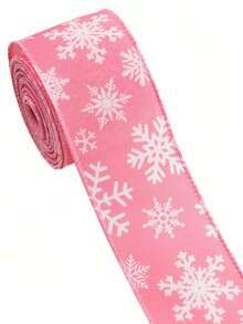1PC 177-Inch Pink Christmas Holiday Ribbon, Cute Santa Claus Candy Snowflake Christmas Tree Pattern Ribbon, Made Of Polyester, Suitable For Christmas Decoration, Gift Packaging, Box Decoration, DIY Craftsmanship, Christmas Gifts, And Gift-Giving Christmas Decorations Winter Room Decor Christmas Decorations Home Christmas Gifts Christmas Decor