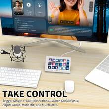 ATTACK SHARK A.JAZZ AKP153 Stream Studio - Type-C Wired Controller Keyboard, 15 Macro Keys LCD And 1 Side Screen, Removable Stand, For Triggering Multiple Actions In Windows, OBS And Other Applications - 白色 - 查看 5