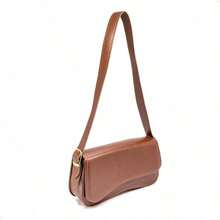 Women's Minimalist Boho Baguette Bag With Irregular Flap Shoulder Strap - 焦糖色 - 查看 3