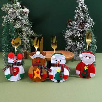 1pc Christmas Gnome Cutlery Holder Knife Fork Pocket Bags Santa Claus Xmas Tableware Cover Elf Cutlery Pouch Christmas Home Decor New Year Gift(Not Included Knife And Fork)