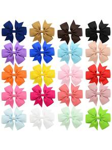 20 Pcs Random Color French Vintage Large Bow Hair Clips, Elegant Metallic Hair Bows Girls Hair Accessories Value Pack, For Birthday Parties, Fancy Dress, And Daily Use, Claw Clips, Hair Claws, Hair Slide, Hair Barrettes - Multicolor - View 3
