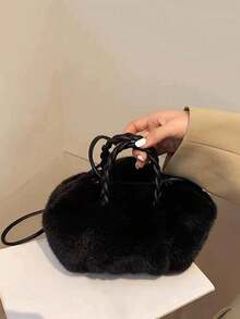 Yogodlns Multi Functional Furry Shoulder Bag Fashionable Women Bucket Handbag Soft Plush Crossbody Bags Fur Cloud Bags Simple Design Women Soft Plush Shoulder Bags Winter Furry Ladies Clutches Purse Small Handbags Fashion Female Crossbody Bags, New Arrival Fur Bag For Women