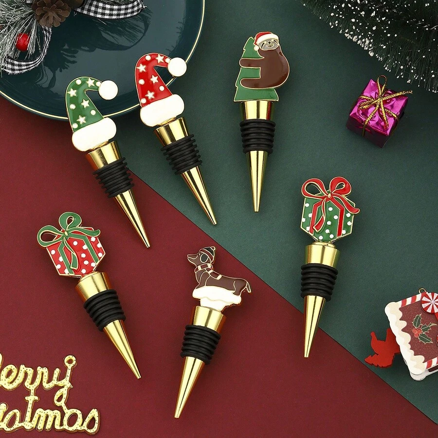 Weihnachts-Hund & Bär geformter Weinflaschen-Verschluss, kreatives Verschluss-Geschenk für Weihnachtsferien - Verschiedenfarbig - Übersicht 1