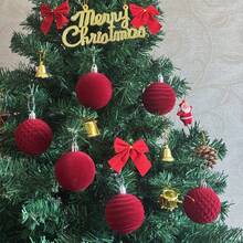 16pcs/Box New Velvet Christmas Balls, Shatterproof Christmas Tree Hanging Ornaments, Holiday Party Decor Balls Home Decor Christmas Decorations Room Decor Winter Christmas Decorations Home Christmas Gifts Christmas Decor