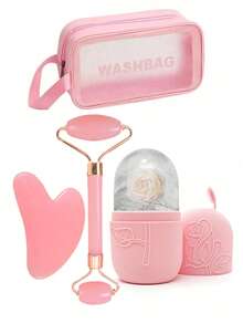 3 Piezas Rodillo Facial de Hielo - Juego de Rodillo Facial de Hielo para el Cuidado de la Piel, Herramienta de Masaje Facial, Rodillo Facial de Silicona con Hielo, Rodillo de Hielo, Cuarzo Rosa con Masajeador Rodante y Placa Raspadora Gua, Para Alivio de Hinchazón Facial y Ocular, Contorno Facial y Mejora del Cuidado de la Piel y el Resplandor, Para Ojos, Cuello y Rostro, Molde de Rodillo Facial de Hielo - Herramienta de Cuidado de la Piel. Productos de Masaje de Hielo de Verano, Artículos de Oficina, Artículos Escolares, Artículos Esenciales de Viaje, Belleza, Productos de Cuidado de la Piel, Spa, Autocuidado, Herramientas de Cuidado de la Piel, Cuidado Facial, Suministros de Esteticista, Masaje, Herramienta de Masaje Facial, Rodillo Facial