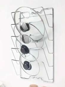 1pc Five-Layer Wall-Mounted Kitchen Storage Rack | Multi-Functional Pot Lid And Cutting Board Organizer, Drilling Installation, Space-Saving