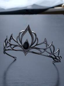 1 Bộ vương miện gai kim loại, phong cách Gothic tối màu với đá pha lê đen, thiết kế bọc phức tạp, không thể thiếu cho tiệc Halloween/Gothic (Có thể có một số vết xước do mạ điện thủ công) - Nhiều màu - Xem 7