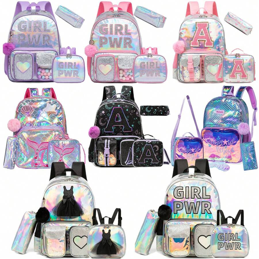 Cute Backpack For Girls Elementary Preschool Kids Lunch Box Bag For School Back To School - Multicolor Girls Backpack Set - View 1