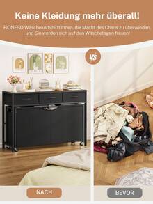 Wäschesortierer, Wäschekorb mit Rollen und 4 herausziehbaren Beuteln, 300 L großer Wäschekorb-Organizer mit 3 Schubladen, Wäschesammler mit Rädern für die Organisation von Waschküche, Badezimmer, Schlafzimmer