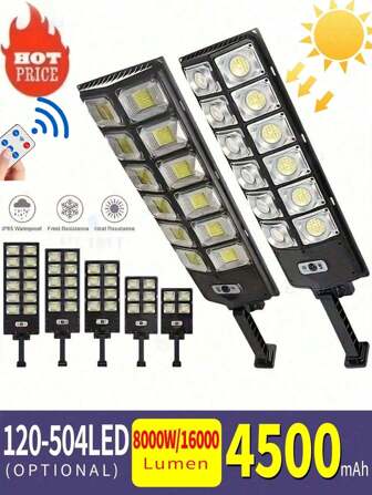 1pc 504 LED Solar Light, Outdoor Lamp, 3 Modes Solar-Powered Dual-Row Integrated 8000LM 6500K Waterproof Motion Sensor Security Light For Yard, Ideal For Halloween, Christmas, Thanksgiving, Decoration, Outdoor Camping, Street Lamp, (Available In S/M/L/XL/XXL)