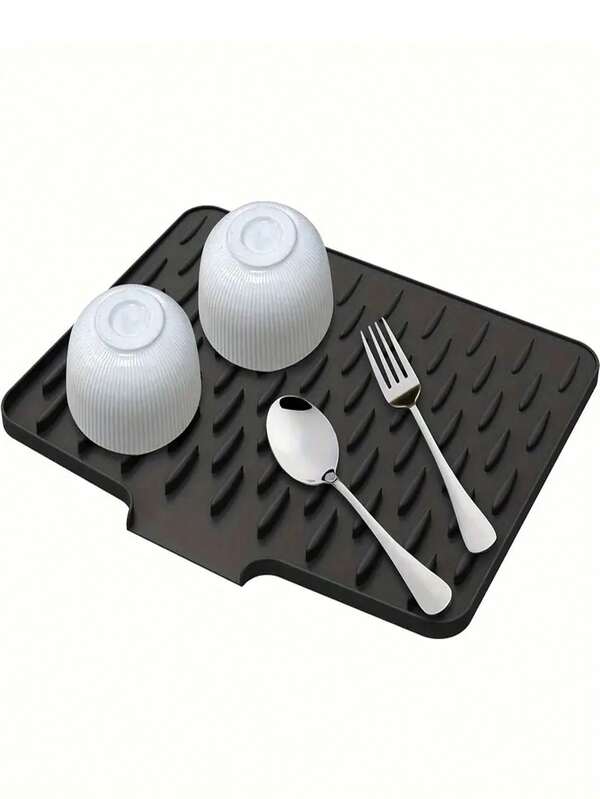 15.75" X 12.6" Non-Slip Silicone Drain Mat For Kitchen, Built-In Drainage Design, Heat Resistant & Easy To Clean, Suitable For Countertop, Sink, Fridge, Multi-Color Options