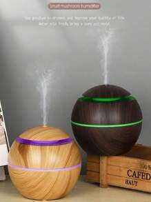 1pc Portable 200ml Air Humidifier, Atmosphere Light Humidifier, Mini Shape Creative Humidifier, USB Powered, Wood Grain Desktop Atmosphere Light Humidifier, Suitable For Bedroom, Study, Living Room,Office,Etc,To Relax And Enhance Mood Gifts Birthday Graduation,Holiday Gifts For Elders, Relatives, Friends, Children, Ladies, Girlfriends, And Boyfriends, Valentine's Day Gifts, Holiday Gifts, Christmas And Halloween Gifts