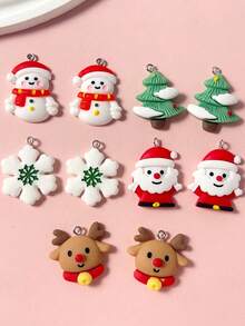 2/5/10pcs Christmas Themed Charm Pendant, Random Assorted Styles, Can Be Used For Earrings, Necklace,Christmas Gift,