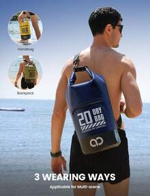 Bolsa impermeable flotante de 5/10/15/20 l con cierre enrollable para kayak, natación, camping, senderismo, playa, pesca y buceo. Correas resistentes (NEGRO). - Gris - Ver 4