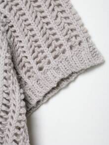 ZEVITY Women's Fashion Side Lace-Up Hollow Out Casual Knit Sweater, Hem Slit Tie Design Thick Knit Pullover SW2515, Autumn/Winter - Grey - View 4