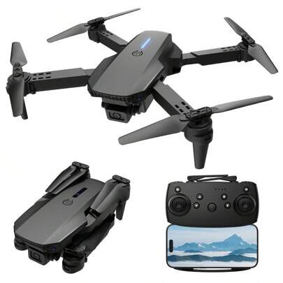 TOKQI Drone quadricoptère E88, caméra HD 720P, flux lumineux, maintien d'altitude, vrille 360° à un bouton, décollage à un bouton, télécommande pliante pour débutants - cadeau idéal pour Noël, Halloween et Thanksgiving