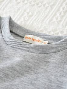 Bộ quần áo hai mảnh gồm áo len tay dài nơ dễ thương và chân váy lưới cho bé gái thời trang thu đông - Xám - Xem 3