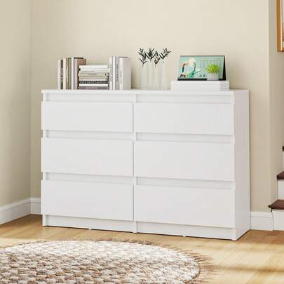 BALCONERA Holz-Kommode fürs Schlafzimmer (100 x 30 x 70 cm) – 6 Schubladen mit Laufschienen | Modernes Schlafzimmeraufbewahrungsmöbel, auch als Nachttisch nutzbar