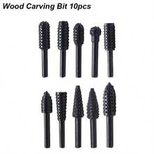 Wood Carving Rasp Drill Bits 1/4 Shank Rotary Files Woodworking Burrs Grinding Tool Cutting Engraving Deburring Shaping Grooving