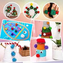 100 pièces/200 pièces Pompons pailletés colorés, pompons brillants, pompons moelleux de Noël, matériaux de décoration artisanale DIY