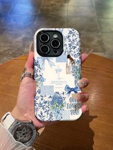 1 pieza Funda de teléfono híbrida a prueba de golpes de TPU suave + PC duro con gráfico de cruz y floral compatible con Apple 11/12/13/14/15/16/16 Plus/16 Pro/16 Pro Max