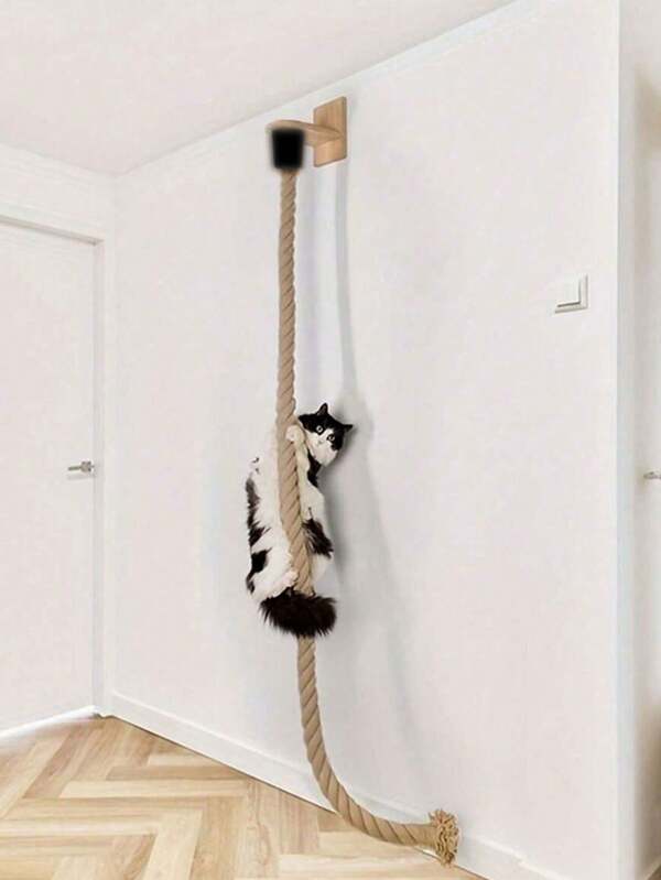 1 pieza Poste rascador para gatos montado en la pared con cuerda de sisal gruesa, escalera para trepar para gatos, cuerda de juego interactiva montada en la pared para gatos, perfecta para la diversión de gatos de interior, centro de actividad para mascotas, juguete interactivo para gatos, sistema de escalada de pared para gatos de todos los tamaños