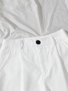 夏季纯色简约斜口袋短裤返校教师 - 白色 - 查看 7