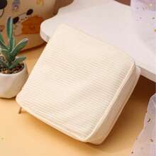 1 件优雅灯芯绒卫生巾袋 - 便携式、耐用的卫生巾袋，带拉链封口，有粉色、灰色、黑色和米色可选，非常适合旅行和日常使用，旅行必备 | 优雅拉链封口 | 耐用面料，卫生巾袋 - 彩色 - 查看 13