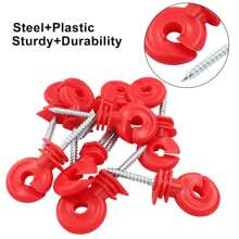 20 Stücke selbstbohrende elektrische Zaunhalter für Holzpfosten (schwarz/rot) - inklusive Bohrerbuchse-Werkzeug | Geflügel, Garten Landwirtschaftsbedarf