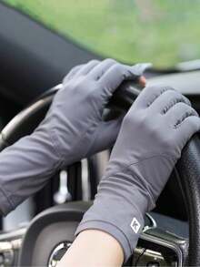 1 双纯色休闲涤纶夏季防晒手套，适合女士户外运动、驾驶、骑自行车、防滑触摸屏、防晒 - A - 查看 23