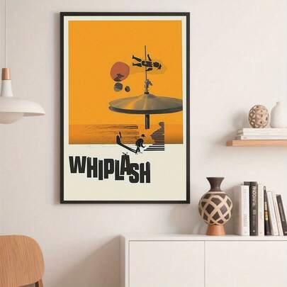 1 st. Retrostil "Whiplash" filmaffischkonstmålning - Lämplig för vardagsrum, sovrum, kontor, bar, etc., geometrisk mönsterdesign, lämplig för inomhus och utomhus, dekorativ målning med strandmotiv utan ram