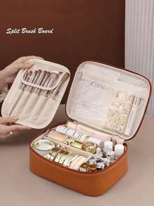 1pc Multi-Functional Travel Makeup Bag, Cosmetic Storage Bag, Bathroom Toiletry Bag, Makeup Brush Holder, Large Capacity Cosmetic Storage Bag, Waterproof Storage Bag, Convenient Travel Handbag, For Skincare, Makeup, Makeup Brushes, Powder, Lipstick, Suitable For Beach, School, Bathroom, Holidays, Valentine's Day Gift, Christmas, Mother's Day, Suitable For Mothers, Family, Friends, Summer Essential