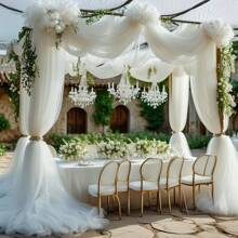 100% Polyester Elegant Dark Green Sheer Curtain Panels, Floral Accented, Suitable For Wedding Arch And Reception, Perfect For Valentine's Day, Easter Celebrations - Rectangular, Wedding Decor