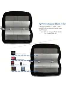 Bolsa de almacenamiento de tarjeta de memoria, estuche portátil con 22 ranuras para CF/SD/Micro SD/SDHC/MS/DS, accesorios de juegos, caja de tarjetas, estuche de tarjetas, regalo, estuche para tarjetas de visita, billetera, estuche para tarjetas de crédito, estuche para fotos para mujeres y hombres, esencial de viaje, organizador de cables, organizador electrónico, impermeable, portátil para viajes y tecnología