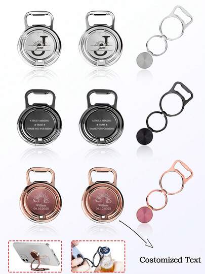 1 PC Personalized Custom Portable Metal Double-Ring Creative Foldable Metal Phone Stand – A Stylish, Multifunctional Phone Ring Holder With A Bottle Opener, Which Also Works As A Desktop Live Streaming Support Rack. Ideal For Daily Use, It Makes A Perfect Gift For Boyfriends, Girlfriends, Family Members And Elders, And Is Also Excellent As A Corporate Promotional Gift Or Party Favor.