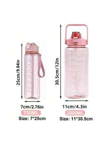 1pc 750/2000ml Large Capacity Black PC Water Bottle, Portable Sports Fitness Straw Cup, Suitable For Home And Outdoor Travel - Multicolor - View 4