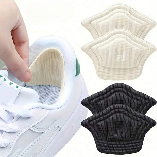 4 piezas (2 pares) Parches de plantillas para talones para zapatos deportivos, tamaño ajustable, almohadilla antidesgaste para los pies, cojín insertable, protector de talón con pegatina posterior