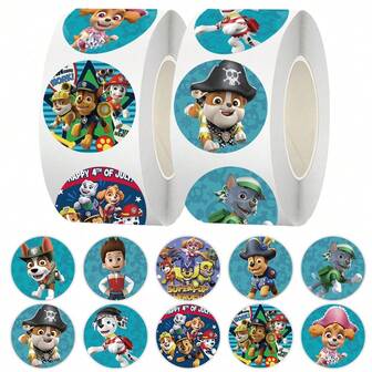  500 st/rulle tecknad Paw Patrol rulle rulle söta graffiti klistermärken kreativa gör-det-själv vattentäta dekaler barn etikettklistermärken kawaii speletikett försegling etikett dekorationsmaterial barnleksaker presenter