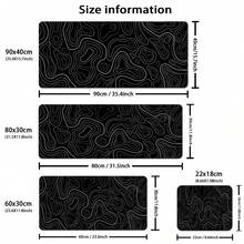 1 件 XXL 地形图图案鼠标垫 - 大号加长游戏桌垫，黑白简约键盘垫，适合办公室和家庭使用 - 黑色 - 查看 3