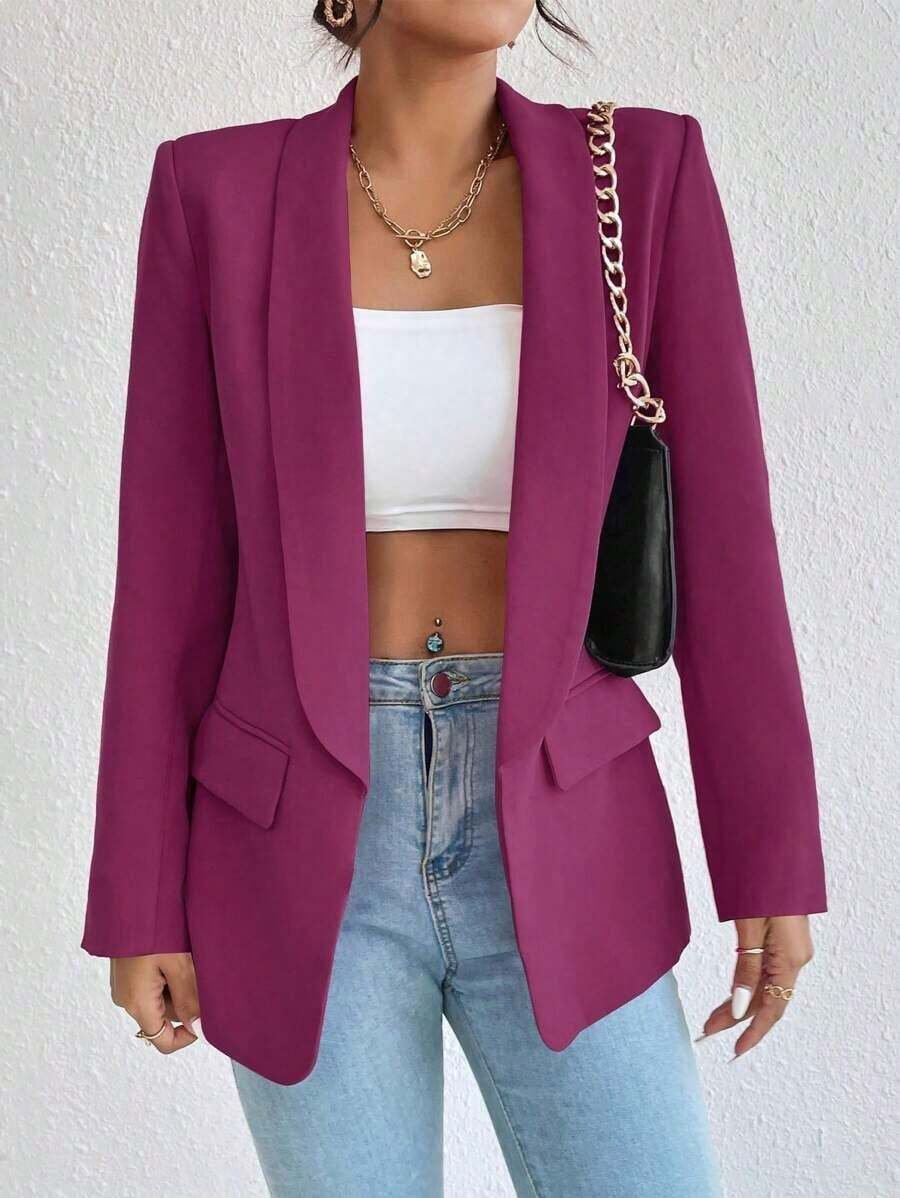 Max Women's Tailored Blazer Long Sleeve Elongated Social Blazer - Rosa Roja - Ver 1