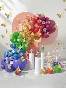 48 件金色蝴蝶装饰 3D 蝴蝶墙饰、蝴蝶派对装饰、生日装饰、蝴蝶工艺品、蛋糕装饰、墙贴房间装饰，适合婴儿、女孩和儿童